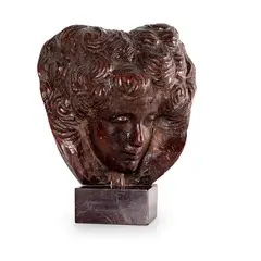 Francesco Falcone, Chiavari 1892 - 1978 / Testa di donna / Firmato Falcone sul lato, Scultura in legno