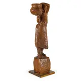 Francesco Falcone, Chiavari 1892 - 1978 / Portatrice d'acqua / Firmato F Falcone sulla base sul lato, Scultura in legno