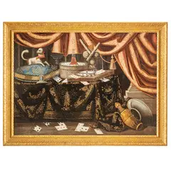 Antonio Tibaldi, Natura morta con cane, oil on canvas