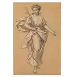 Luigi Gainotti, Figura allegorica, pencil and biacca on paper applicata on canvas