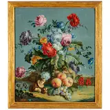 Michele Antonio Rapous, Natura morta di fiori in un paesaggio con frutti e funghi, oil on panel