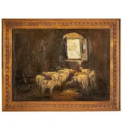Firenze, 1893 - Livorno, 1964 / Pecore nell'ovile, la sinfonia della pace / Firmato F Rontini in basso a destra by Ferruccio Rontini, oil on canvas, offered Mar 2026