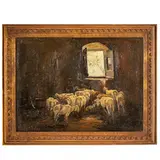 Ferruccio Rontini, Firenze, 1893 - Livorno, 1964 / Pecore nell'ovile, la sinfonia della pace / Firmato F Rontini in basso a destra, oil on canvas