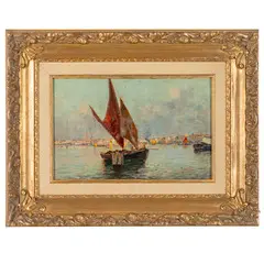 Napoli, 1864 - 1935 / Bragozzi in laguna / Firmato Ricciardi in basso a destra by Oscar Ricciardi, oil on panel, offered Mar 2026