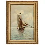 Attivo nel XIX-XX secolo / Marina con veliero / Firmato Haizl Margit e datato 1900 in basso a destra by Hainzl Margit, oil on panel, offered Mar 2026