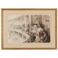 Mariano Benlliure, Valencia, 1862 - Madrid, 1947 / La corrida / Firmato Mariano Benlliure, Roma e datato 1884 a destra, ink and acquarello on paper