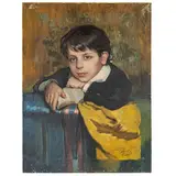 Roma 1857 - ? / Ritratto di bambino con un libro / Firmato C Muccioli in basso a destra by Carlo Muccioli, oil on canvas, offered Mar 2026