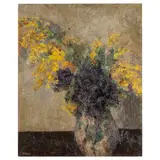Firenze 1870 / Vaso con mimose / Firmato Micheli in basso a sinistra by Alberto Micheli Pellegrini, oil on cardboard telato, offered Mar 2026