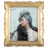 Paolo Ghiglia, Alessandria, 1889 - 1915 / Ritratto femminile / Firmato P Ghiglia e datato 1945 in alto a sinistra, oil on panel