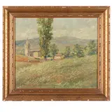 Torino, 1890 - 1940 / Paesaggio con chiesetta / Paesaggio fluviale / Firmato De Petris in basso a sinistra e a destra by Giovanni De Petris, oil on masonite, offered Mar 2026