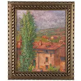 Archimede Santi, Pergola, 1876 - Alessandria, / Paesaggio di campagna / Firmato Archimede Santi in basso a destra, oil on cardboard