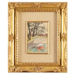 Aurelio Craffonara, Gallarate, 1875 - Genova, 1945 / Paesaggio fiorito, Acquarello su carta
