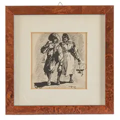 Aurelio Craffonara, Gallarate, 1875 - Genova, 1945 / Studio di figure / Firmato Craffonara in basso a destra, ink on paper