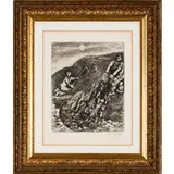 Marc Chagall, Lezna 1887 - Saint Paul de Vence 1985 / Les Poissons et Le Berger qui Joue de la Flute, 1952, etching in b/n on paper