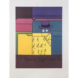 Valerio Adami, Bologna 1935 / Sigmund Freud, 1973, Stampa litografica a colori su carta