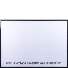 What is terrifying is a certain way to face terror, 2011 by Claire Fontaine, Due poster off set, offered Apr 2026