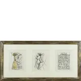 Massimo Campigli, Berlino 1895 - St. Tropez 1971 / Senza titolo, 1948, Tre litografie in b/n su carta
