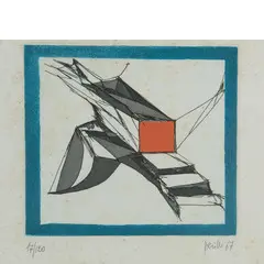Roma 1927 - Ciconia 2021 / Senza titolo, 1967 by Achille Perilli, Stampa litografica a colori su carta, offered Apr 2026