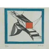 Achille Perilli, Roma 1927 - Ciconia 2021 / Senza titolo, 1967, Stampa litografica a colori su carta
