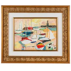 Genova 1901 - Torino 1999 / Porticciolo con barche by Enrico Paulucci, oil on canvas, offered Apr 2026
