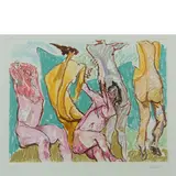 Fausto Pirandello, Roma 1899 - 1975 / Serie delle bagnanti, Stampa litografica a colori su carta
