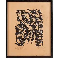Giuseppe Capogrossi, Roma 1900 - 1972 / Senza titolo, Stampa litografica in b/n su carta