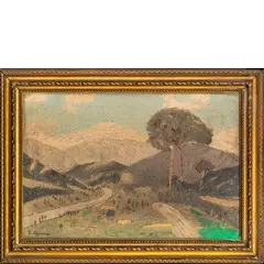 Lidio Ajmone, Coggiola (Vc) 1884 - Andezeno (To) 1945 / Ballata tra le montagne,, oil on canvas