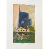 Milano 1959 / Bicycle, 2014 by Francesco Santosuosso, Stamping e collage colorato dall'autore, offered Apr 2026