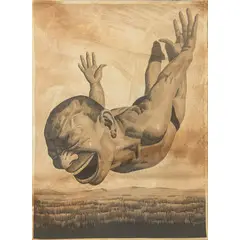 Yue Minjun, Cina 1962 / The Grasslands series woodcut, 2008, lithograph in b/n on paper