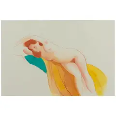 Reclining Nava (Woman on a Yellow Cloth) by Elizabeth Osborne, 1988, watercolor and conté crayon on paper, sold Jul 2025