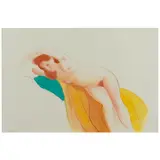 Elizabeth Osborne, Reclining Nava (Woman on a Yellow Cloth), 1988, watercolor and conté crayon on paper