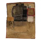 Hannelore Baron, Collage, 1975, gouache, ink, crayon, thread, fabric collage and paper collage