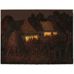 Ivan Marchuk, Village Scene, 1996, acrylic on canvas