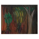 Flora Fong, Al fondo del patio (Series platanales), 2016, oil and pastel on canvas