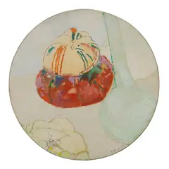 Pierre Le Sueur, Nature morte à la courge, 1990, oil on shaped canvas
