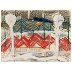 Joan Snyder, Primitive People, 1981, pastel and pencil on paper