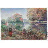 Le pêcheur by Hugues Claude Pissarro, pastel on paper, sold Jul 2025