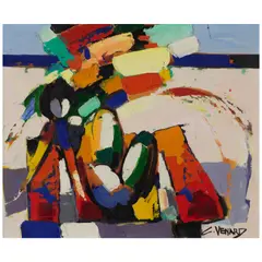 La femme à la plage by Claude Venard, oil on canvas, sold Jul 2025