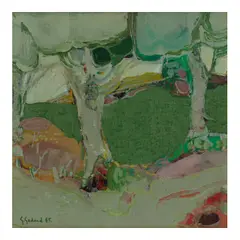 Gabriel Godard, Paysage aux deux arbres, 1965, oil on canvas