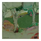 Gabriel Godard, Paysage aux deux arbres, 1965, oil on canvas