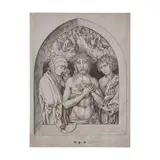 Martin Schongauer, The Man of Sorrows Between the Virgin and St. John (Bartsch 69, Lehrs, Hollstein 34), c. 1470-72, Engraving on laid paper with Ram's head watermark backed with japon, Hollstein's second (final) state, trimmed to the plate