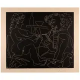 Pablo Picasso, Le Peintre et son modèle nu au chapeau (Bloch 1194; Baer 1357), 1965, Linocut on Arches paper
