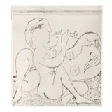 Pablo Picasso, Dormeuse et flûtiste II (Baer292, III.C), 1933, Etching and drypoint on watermarked Richard de Bas paper, Baer's 3rd (final) state with the addition of the tapestry
