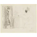 Pablo Picasso, Sculpteur et son modèle devant une fenêtre, pl.59, from La Suite Vollard (Bloch 168, Baer 321), 1933, Etching on Montval paper with Picasso watermark