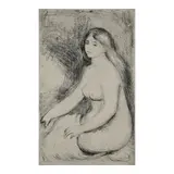 Baigneuse assise (Delteil/Stella 11) by Pierre-Auguste Renoir, c. 1897, Soft ground etching printed in blue on cream wove paper, sold May 2025