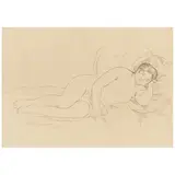 Femme nue couchée (tournée à droite), 2e planche (Delteil/Stella 14) by Pierre-Auguste Renoir, c. 1906, Etching on cream wove laid paper with original tissue overlay, for Théodore Duret's  Die Impressionisten, sold May 2025