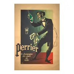 Cassandre, Perrier le champagne des eaux de table, 1948, Lithograph in colors on two sheets of wove paper, linen-backed