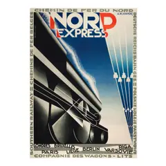 Cassandre, Nord Express, 1927, Lithograph in colors on wove paper, linen-backed