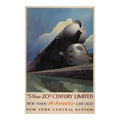 Leslie Ragan, The New 20th Century Limited, 1939, Offset lithograph in colors on wove paper, linen-backed