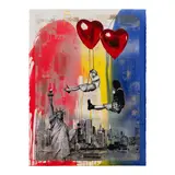 Thierry Guetta, Love is in the Air - New York, 2019, Unique screenprint in colors with extensive hand-coloring on wove paper